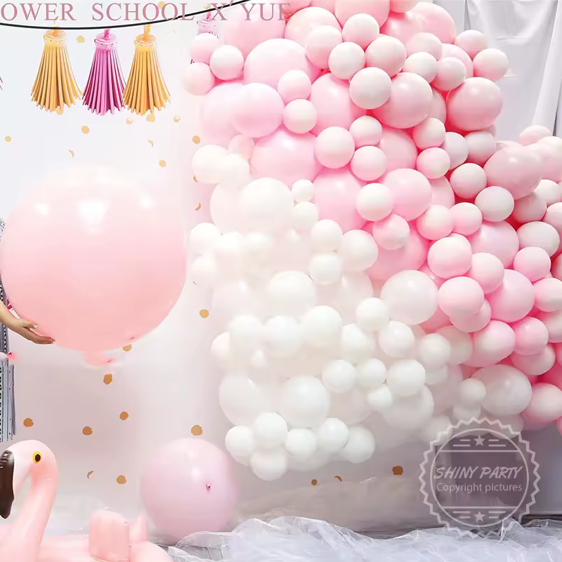 Pink White Round Latex Balloons Anniversary Children's Birthday Party Decoration Wedding Site Layout Baby Shower Kids Toy Baloon