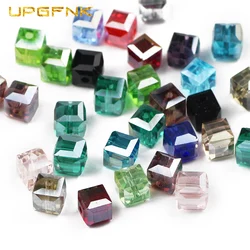 UPGFNK 8mm 30pcs Square shape Austrian crystal Glass beads charm Loose Spacer beads for Jewelry making bracelet DIY accessories