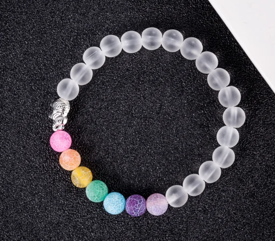 Elephant 8mm bohemian multicolor Agate beads Chakra Reiki Buddha Yoga Bracelet elastic adjustable Volcanic Stone Bangles ugj4