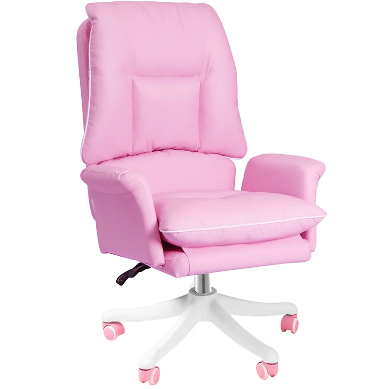 Pink Girls' Computer Chair Soft and Comfortable Lift Adjustment 360° Rotating Home Office Computer Chair Anchor Live Game Chair