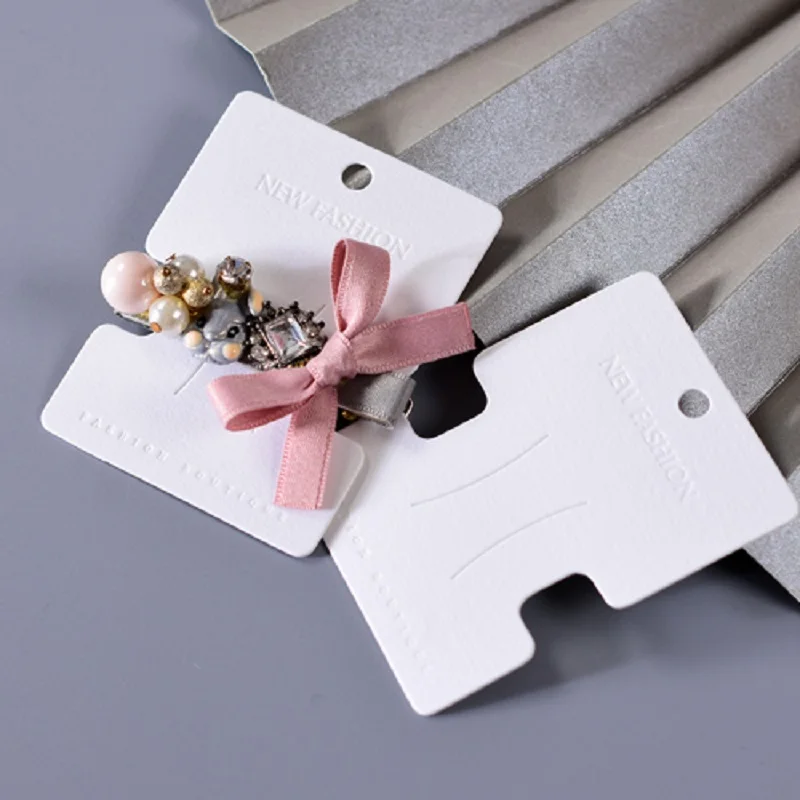 

50pcs/lot White Cardboard Stock Hair Clip Display Accessories Card Handmade Jewelry Hairband Packaging Price Tags Store