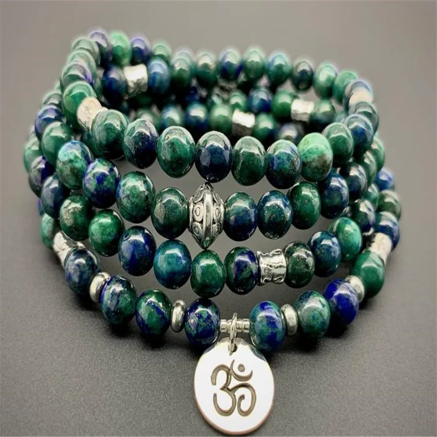 6mm Azurite 108 Beads Mala Buddhist Bracelet Necklace Cheaply Monk Natural Chakra Sutra Hot Energy Pray Yoga Handmade