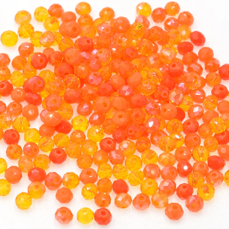 Orange Shining Red Multicolor Rondelle Austria Faceted Crystal Glass Beads Loose Spacer Round Beads for DIY Jewelry Making