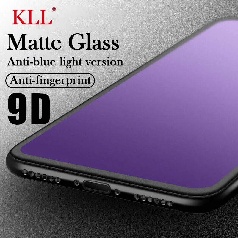 

9D Matte anti fingerprint blue light Tempered Glass for iPhone 12 11 Pro X XS Max XR Frosted Screen Protector iPhone 13 14 Plus