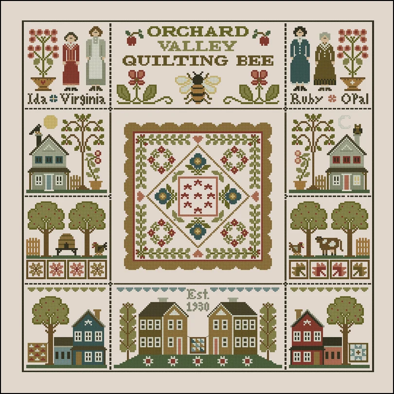 

Embroidery-The Bees of the Orchard Farm 54-54 Cross Stitch Kit Packages Counted Cross-Stitching Kits Cross stich Set