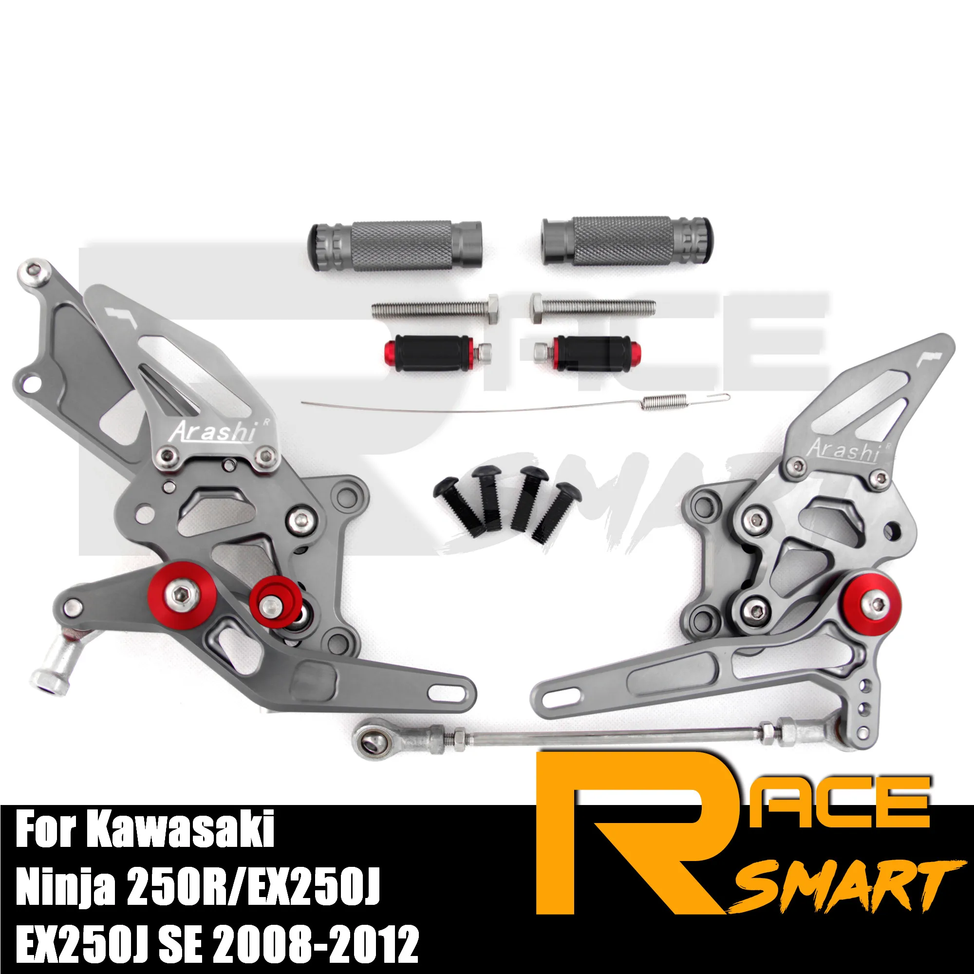 

Rearset Footrests For KAWASAKI Ninja 250R EX 250J EX250J SE 2008-2012 Motorcycle CNC Adjustable Foot Pegs Pedal 2009 2010 2011