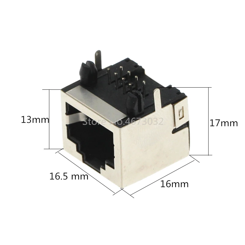 10PCS/LOT Per Lot RJ45 Metal 8 Pin Female PCB Right Angle Board Jack Connector 8P8C