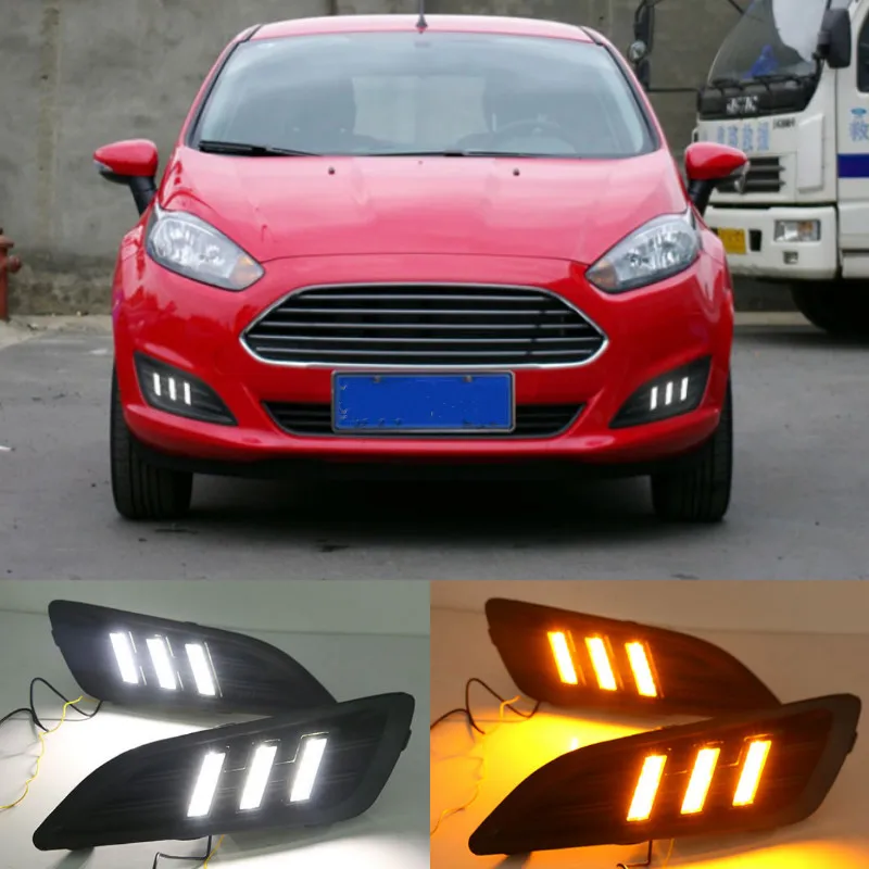 

1Pair DRL For Ford Fiesta 2013 2014 2015 2016 Daytime Running Lights Fog head Lamp cover car styling white Daylight