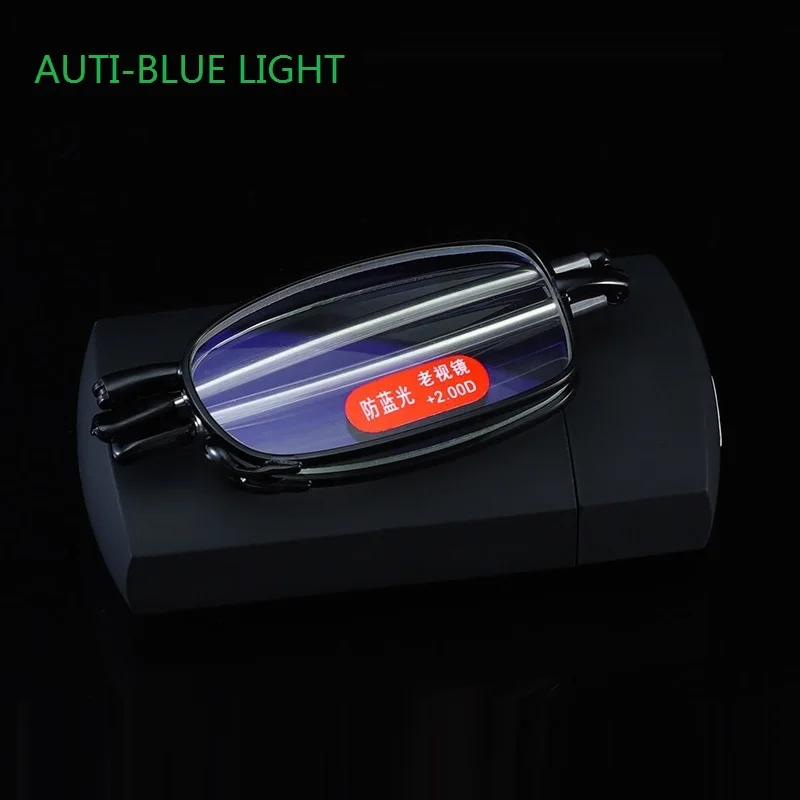 Titanium Alloy Folding Reading Glasses Foldable Presbyopia Men Women Ultra light Eyewear With Case Anti blue light 1.0 1.5 2.0