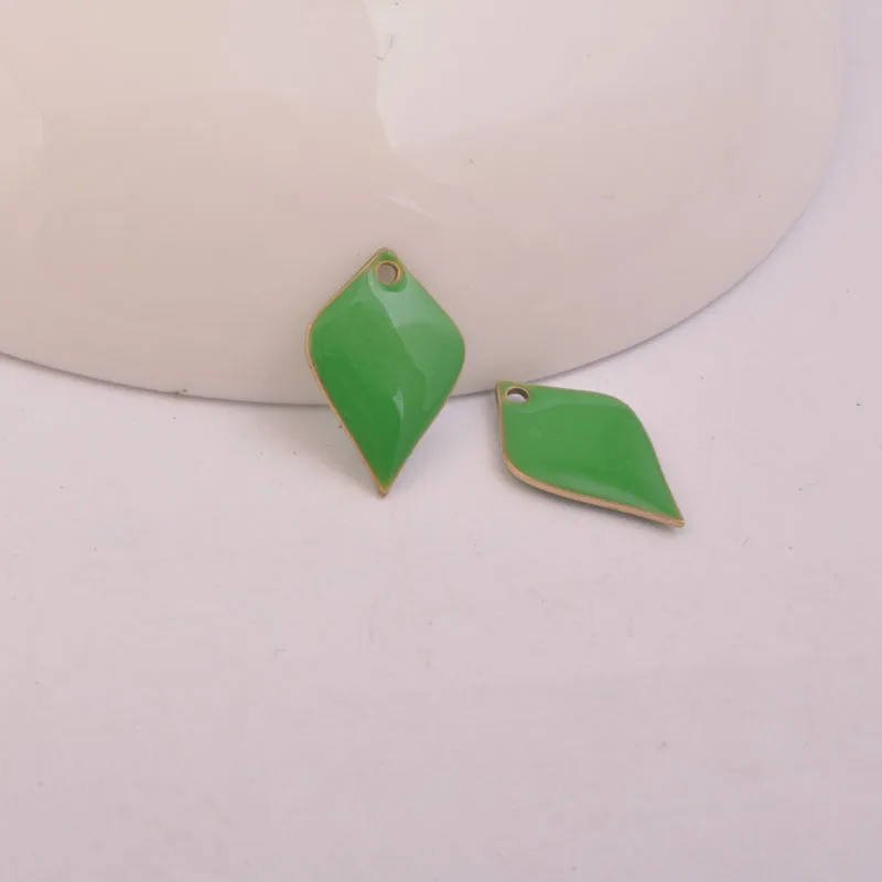 30 Stück 12*18mm Emaille-Doppelseitige Anhänger Kupfer Schwarz Armeegrün Charm DIY Ohrring Schmuckzubehör – Detail 11