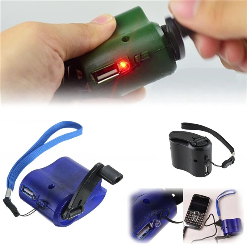 

3Colors Outdoor Emergency Portable Hand Power Dynamo Hand Crank USB Charging Charger Universal