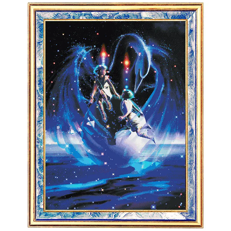 Cross Stitch Fishxx Fantasy Starry Sky Series 12 Constellation Oil Painting Full Embroidery Home Living Room Large Capricorn