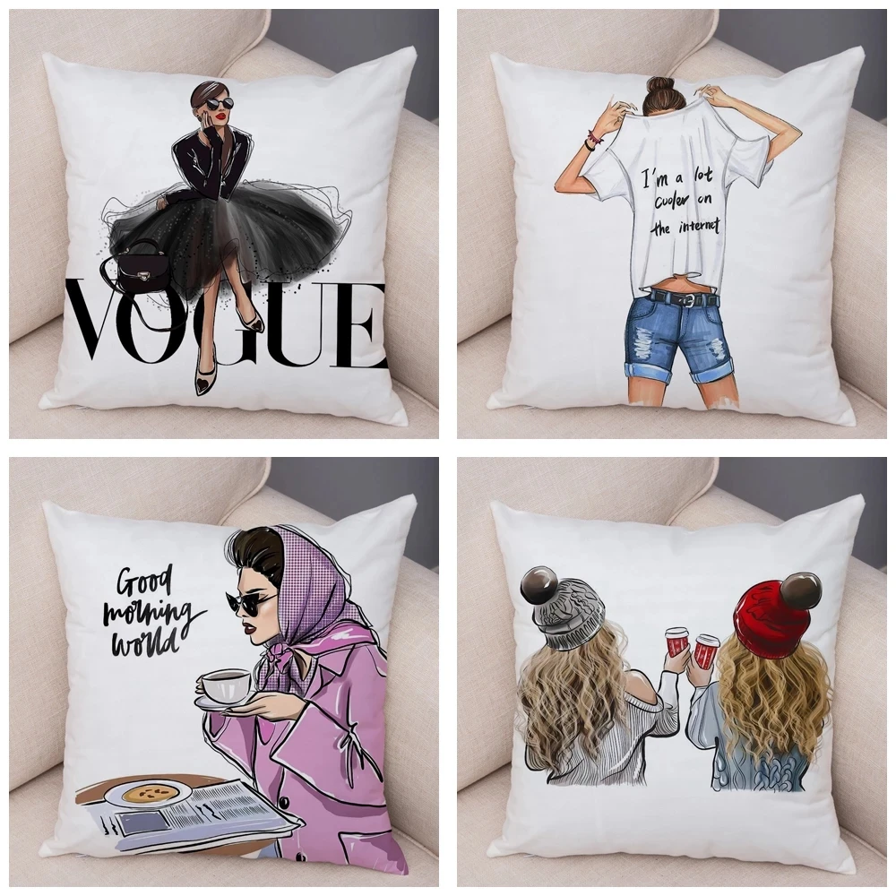 45*45CM Super Mom and Baby Pillow Case Vogue Cartoon Cushion Cover for Sofa Home Car Soft Plush Decor Mama Children Pillowcase