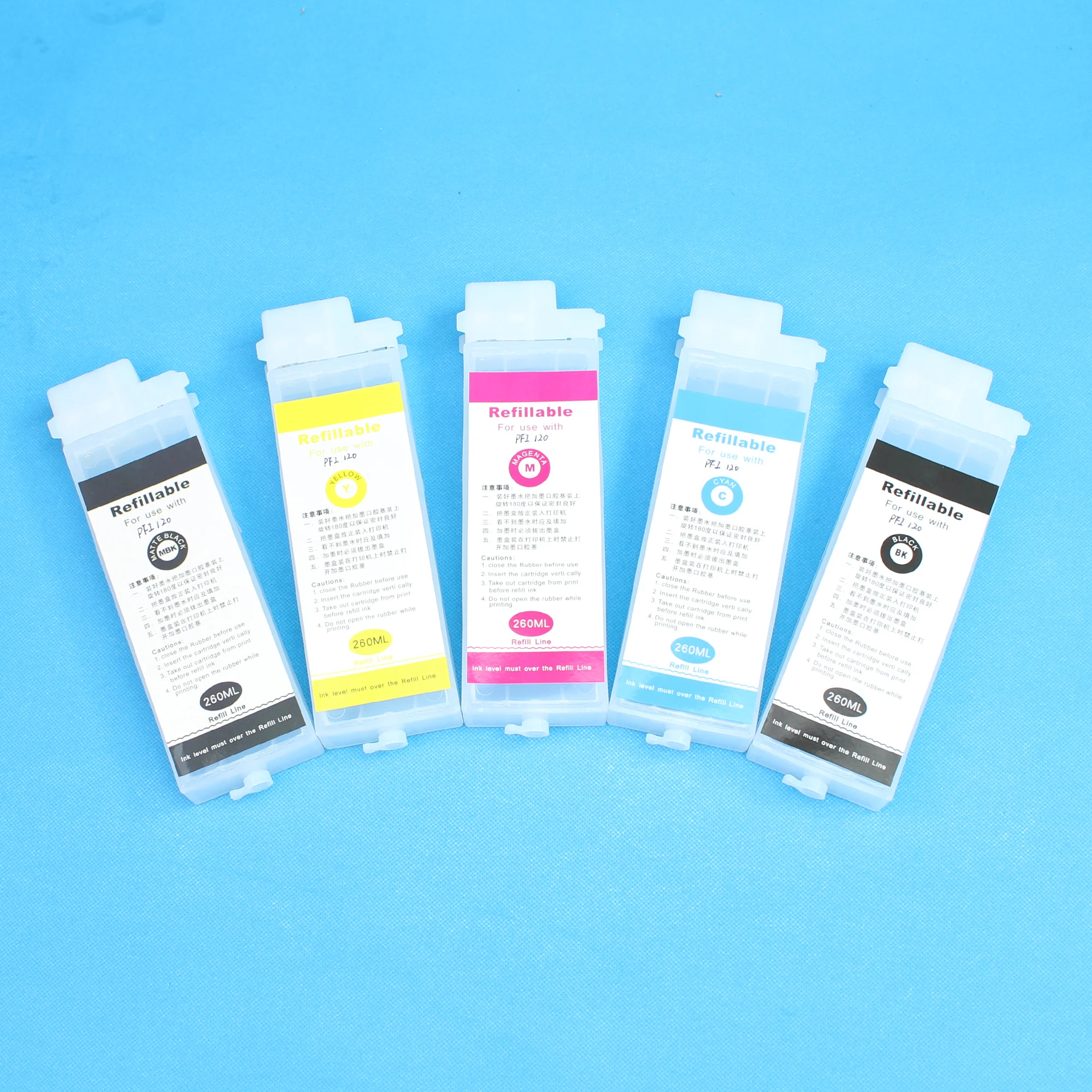 PFI120 PFI 120 Refillable Ink Cartridges For Canon TM200 TM205 TM300 TM305 200 205 300 305 Printer Ink Cartridges PFI 120 Chips