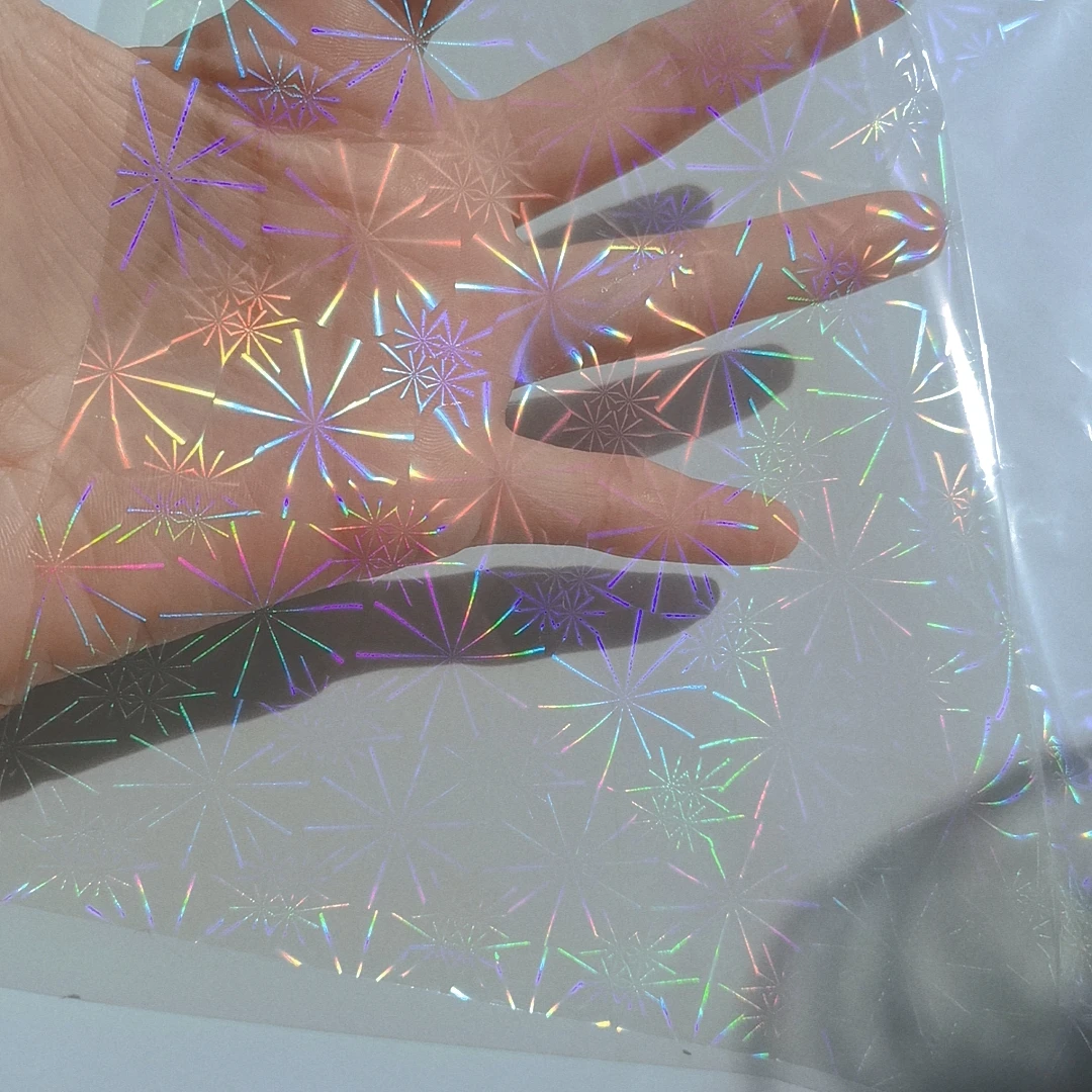 New Design Snowflake Holographic Plain Transparent Hot Stamping Foil On Paper or Plastic (21cm)8.4\