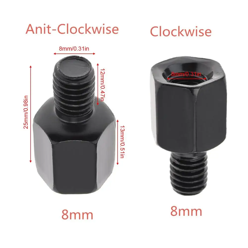 Tornillo de espejo retrovisor de motocicleta, adaptador de rosca, Perno de conversión, en sentido horario y antihorario, 8mm a 10mm, 1 unidad