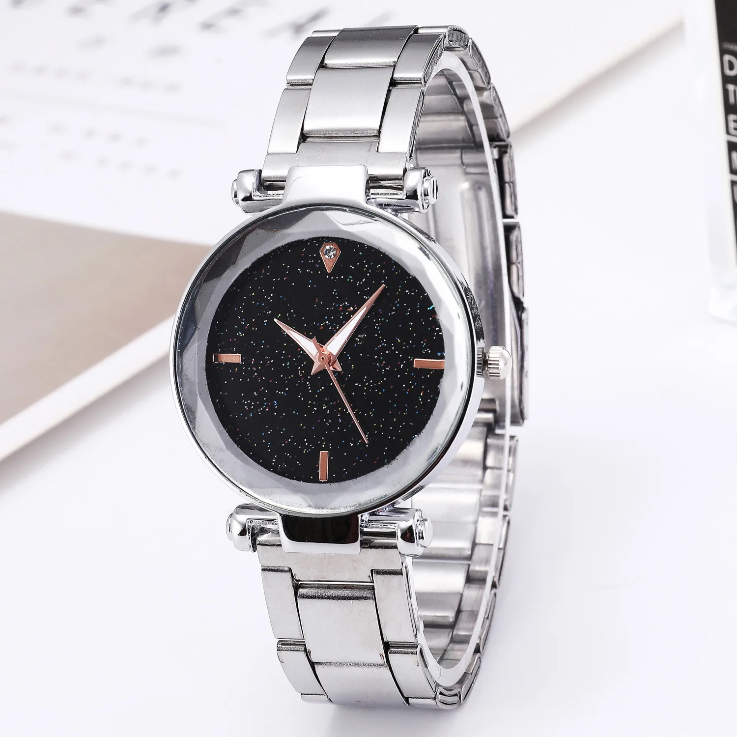 Fashionable casual women\'s watch SHSHD gold star series alloy steel strip male watch wholesale watches men and women