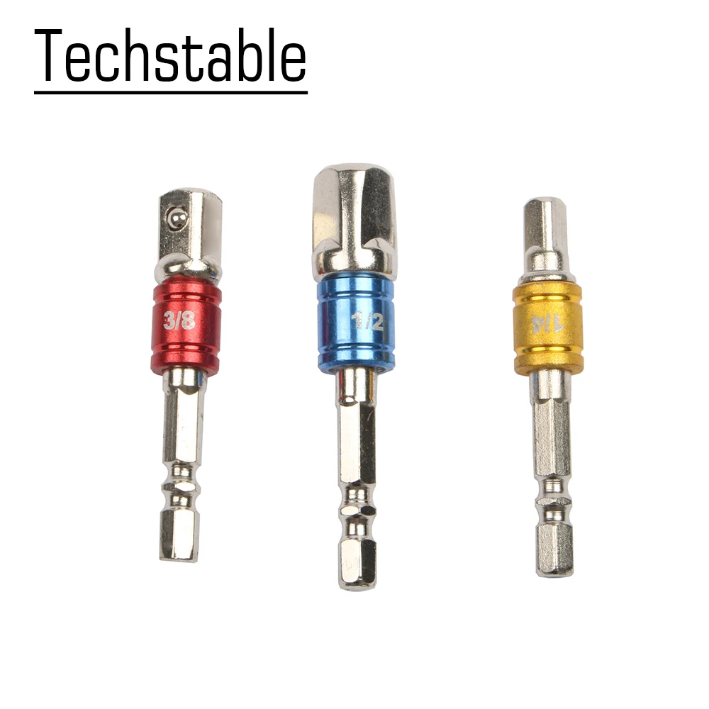 3 ชิ้น/เซ็ต Chrome Vanadium STEEL Adapter อะแดปเตอร์ HEX Shank ถึง 1/4 "3/8" 1/2 "เจาะบาร์ hex ชุดเครื่องมือ