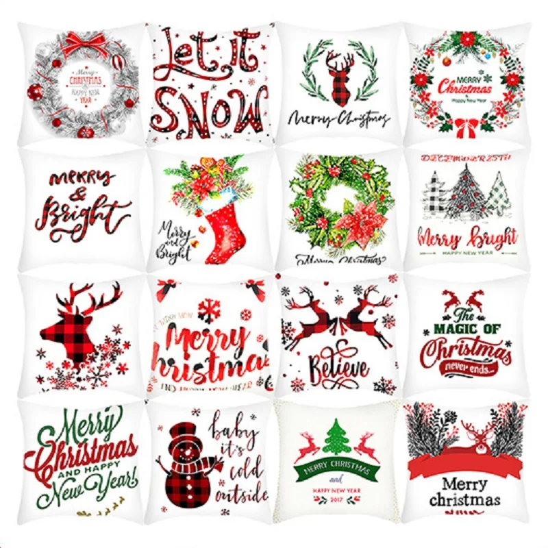 Pillowcase Christmas Pillowcase Car Back Cushion Covers Household Linen Short Plush Christmas New Sofa Pillowcase Doki Toy 2023