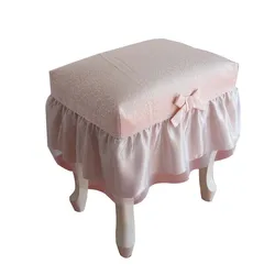 princess beige/pink rectangle makeup stool cover bench piano stool cover decorative flounce seat cushion round lace chair cover