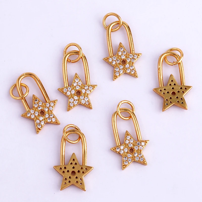 Löwenzahn Erde Stern Herz Hand Zirkonia CZ gepflastert Charm, 18K echt vergoldet Farbe, Handwerk Schmuckzubehör L87 – Detail 12