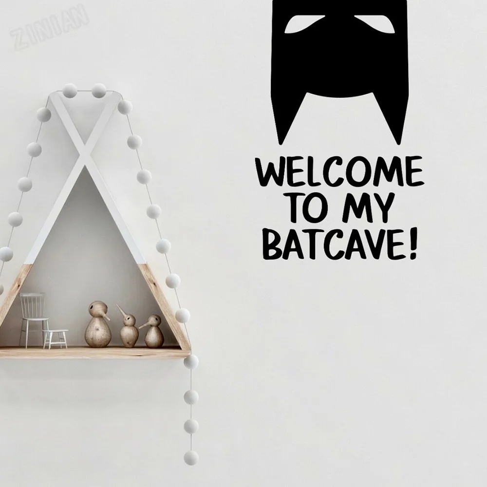 Naklejki ścienne Batcave Welcome To My Batcave Inspired Design Hero Decals Teen Room Art Winylowa naklejka na drzwi Samoprzylepna fototapeta Y217