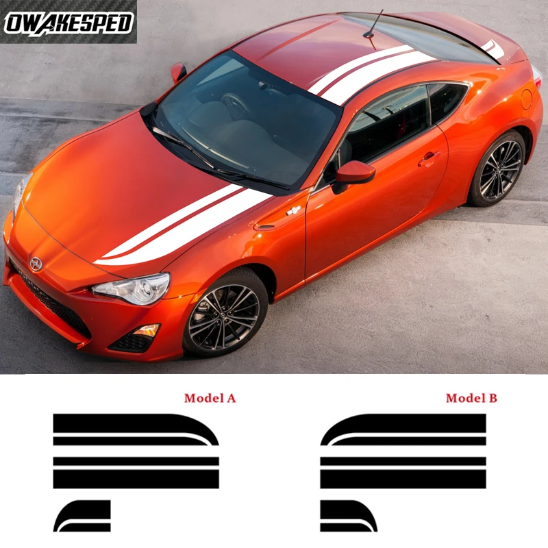 

Racing Sport Stripes Styling Car Whole Body Sticker Auto Hood Roof Tail Decor Vinyl Decals For Toyota GT-86 Exterior Accessories