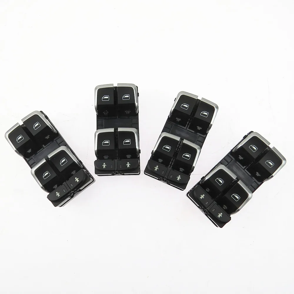 

SCJYRXS 4Pcs Chrome Driver Window Glass Lift Master Control Switch For A6 S6 A7 C7 Q3 RS6 4GD959851B 4G0 959 851B 4GD 959 851 B