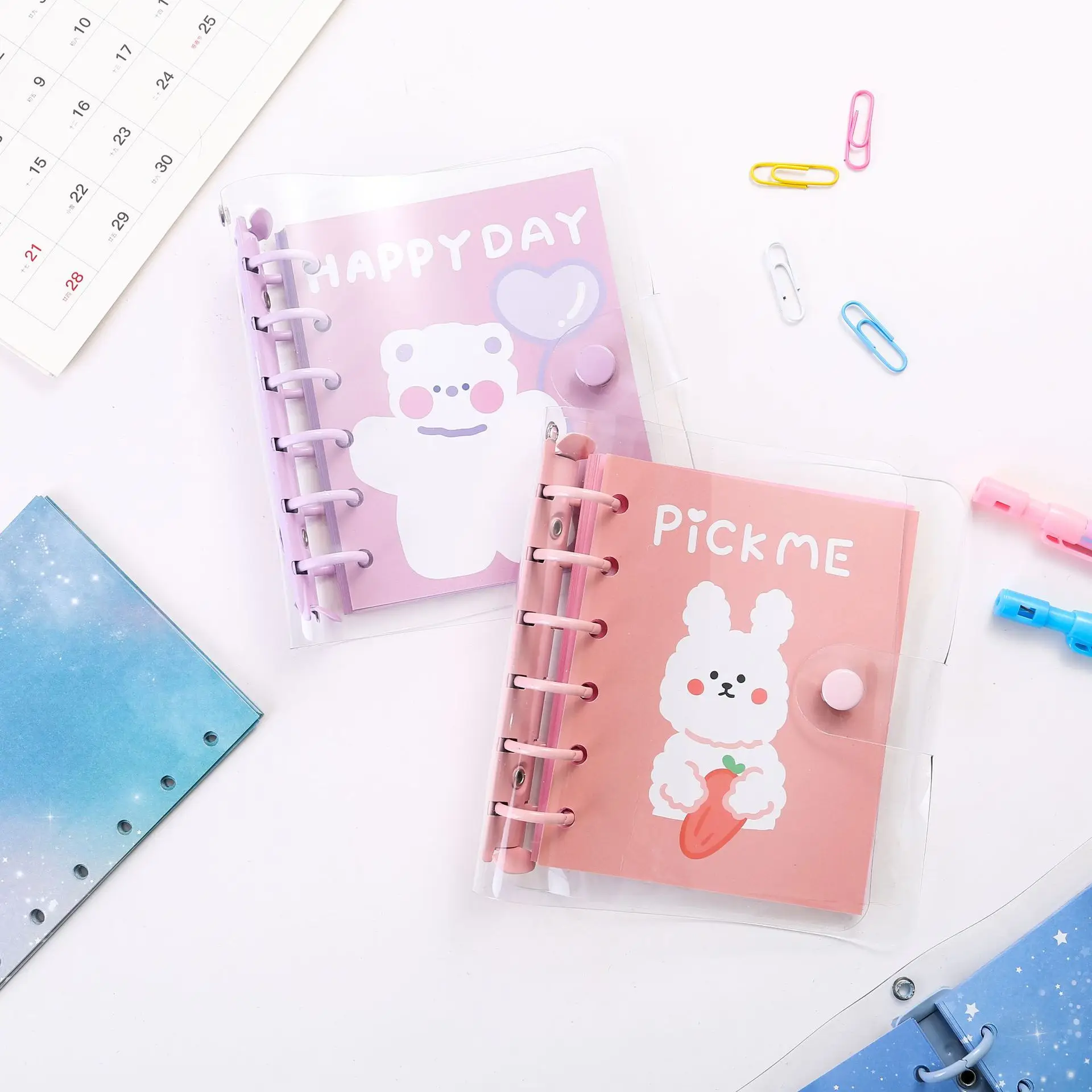 Sharkbang A7 Ring Notebook Transparent Kpop PhotoCards Idol Book Sky Refill Paper Loose Leaf Journal Bullet Dairy Agenda Planner