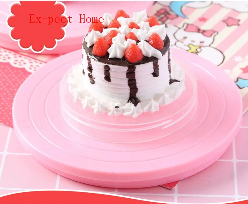 Wholesale 200pcs/lot 14cm Plastic Cake Turntable DIY Cake Plate Revolving Decoration Rotating Stand Platform Turntable Round Cak