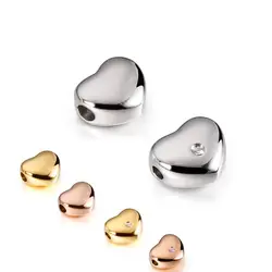 3pcs/Lot S Gold Color Stainless Steel Classic Beads Romantic Love Heart Fit Charm Bracelets & Necklaces DIY Jewelry