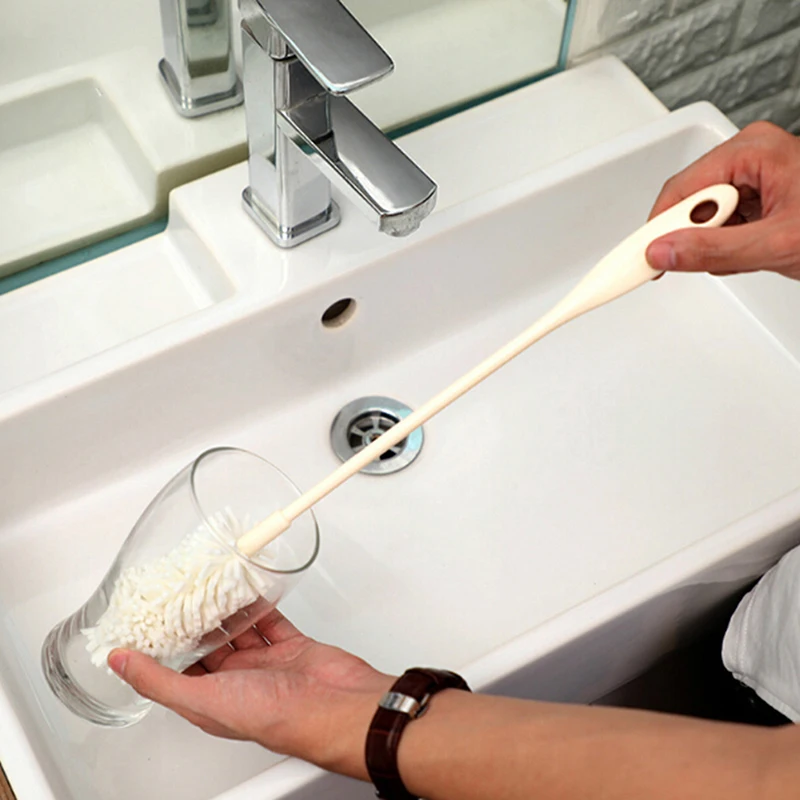 Spazzola per tazza in spugna a manico lungo pulizia della bottiglia di latte in vetro detergente per utensili da cucina spazzola per la pulizia della tazza thermos a fondo profondo