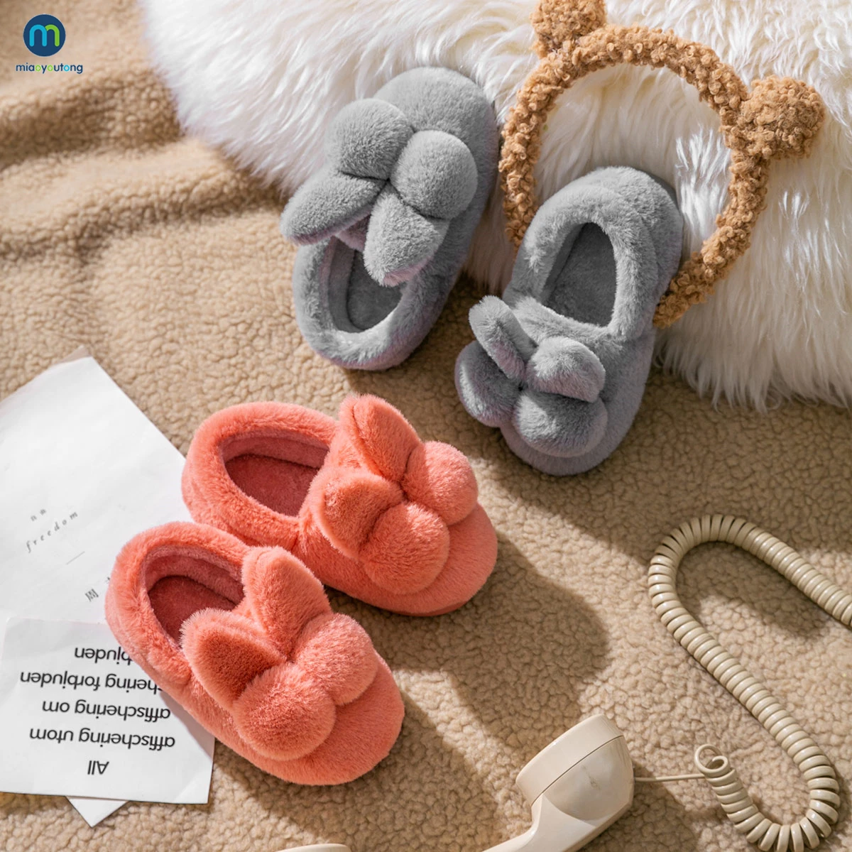 Children Indoor Slippers For Home Soft Slippers Girls Winter Warm Fluffy Kids Shoes Mum Dad Floor Baby Slippers Boys Miaoyoutong