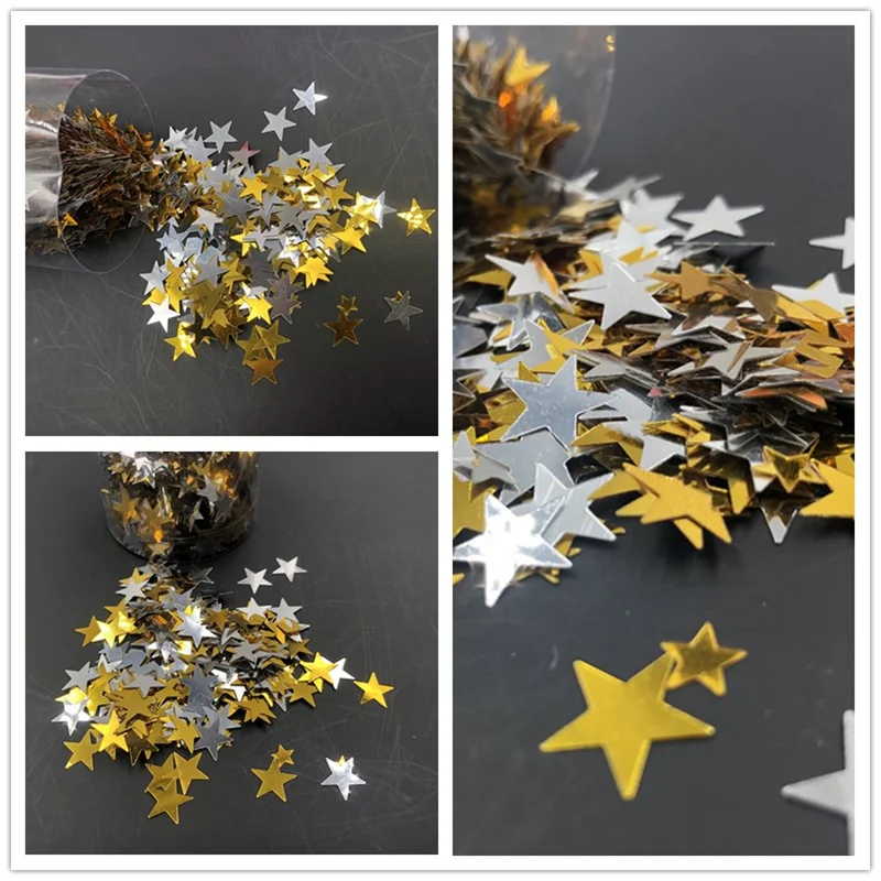 Lantejoulas em forma de cinco estrelas para arte de unha 3d, acessórios para costura e artesanato de pvc de 10 tamanhos e 10mm