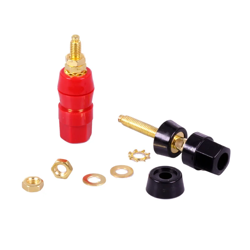 10pcs/Lot Gold Plated Banana Binding Post Large Current Amplifier 4mm Banana Plug Jack Socket Speaker Terminal 5 Pairs Red+Black