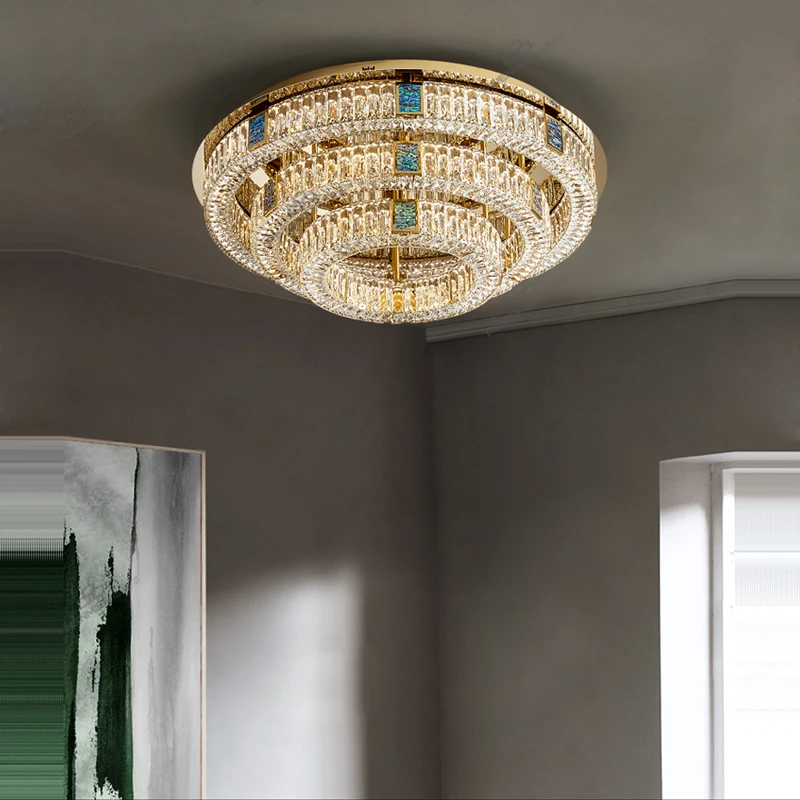 

3 Layer Modern Silver Gold Crystal Dimmable LED Lamparas De Techo Ceiling Lights.Ceiling Light.Ceiling Lamp For Foyer Bedroom