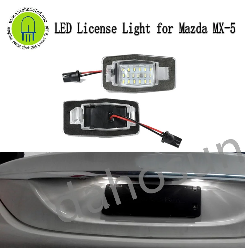 

2Pcs Dahosun White LED License Light for Mazda 323 MX-5 MPV Miata Error Free Rear Number Plate Lamp