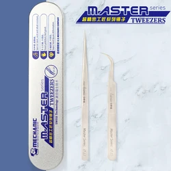 MECHANIC Stainless Steel Precision Tweezers Curved Straight Tip Tweezers for Electronic Phone Repair Tools