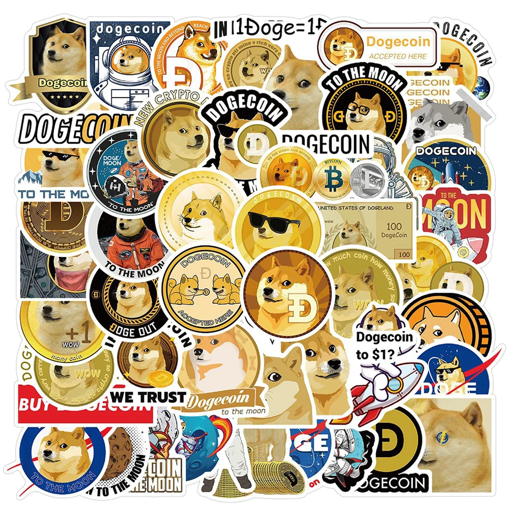 10/30/50PCS Bitcoin & Dogecoin Stickers Aesthetics Laptop Motorcycle Guitar Phone Bike Car Anime Graffiti Sticker Decal Kid Toy