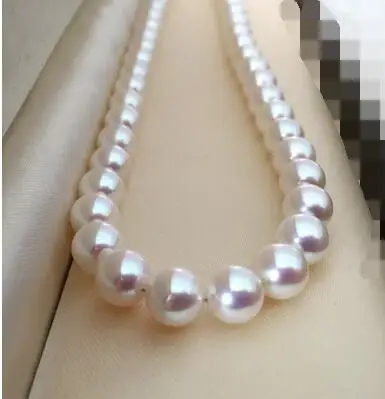 free shipping Eternal Women GiftSterling  real Japan Akoya natural seawater pearl round round flawless 9-10M 44cm