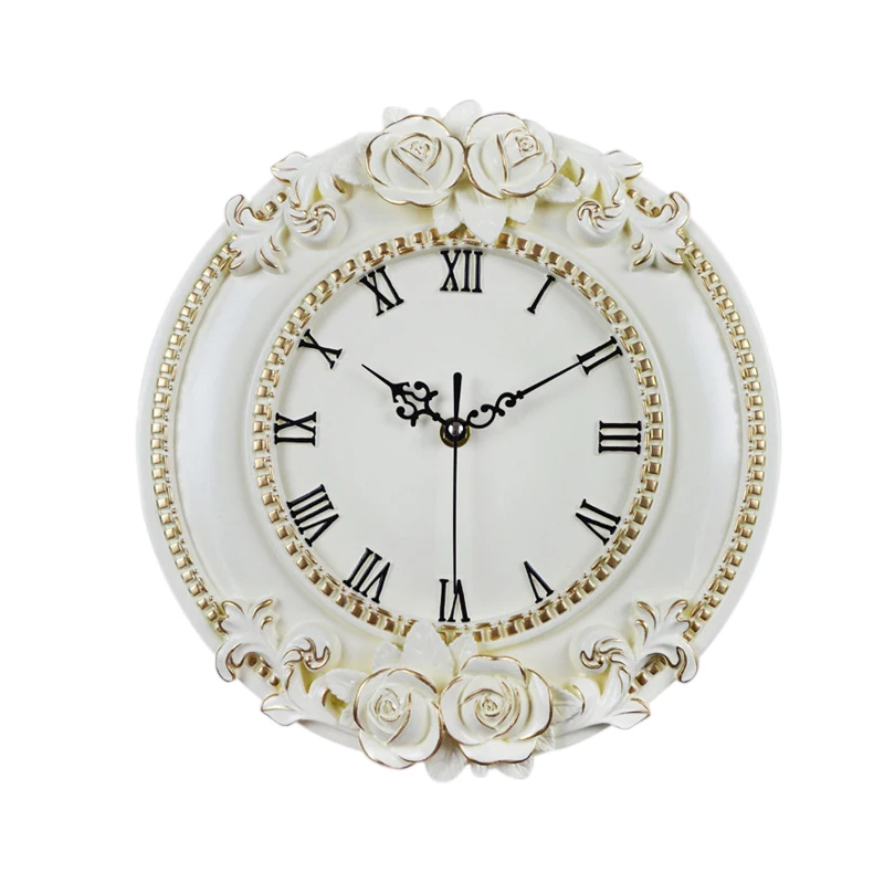 

Creative Resin Craft Rose flower European Decorative Digital Wall Clock Quiet Room Clock Hotel Restaurant Decoration