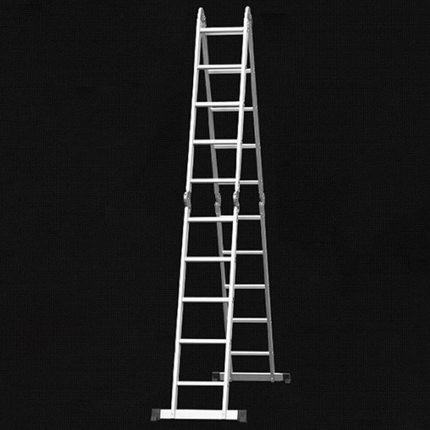 

4*5 Practical Aluminum Alloy Folding Ladder 20-Step Joints Retractable Construction ladder Adjustable Telescopic Ladder Silver