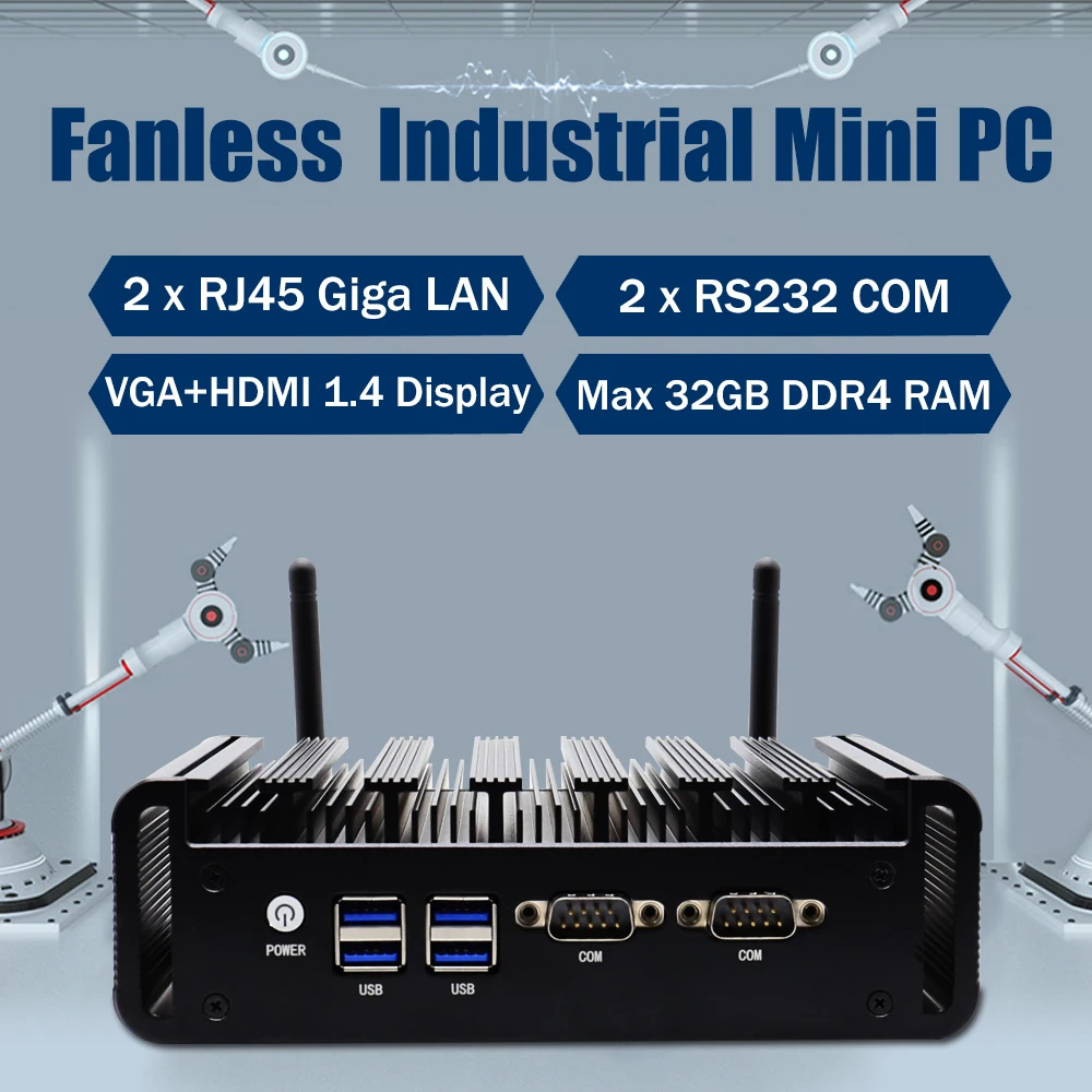 Eglobal มินิเดสก์ท็อปพีซี Intel i5-8265U DDR4 VGA + 1.4HDMI dual COM 2 * LAN Win10/11 TV Box คอมพิวเตอร์ขนาดเล็กอเนกประสงค์