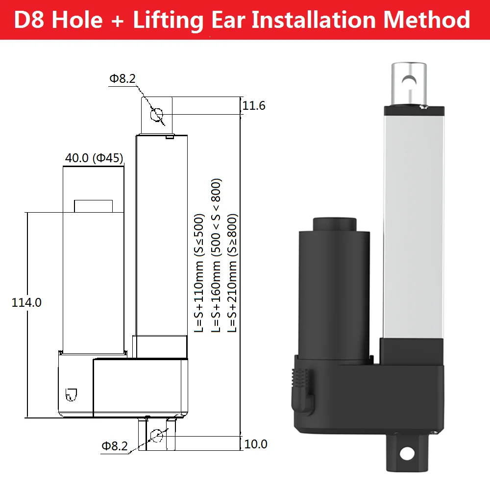 Electric Actuator 800N Linear Motor DC 12V/24V for Door Lock 600mm Low Noise Underfloor Pushrod or Garage Door with Bracket