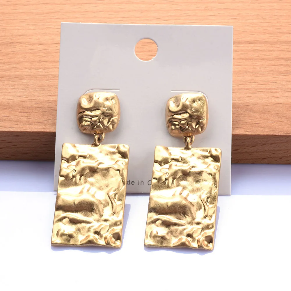 2025 New Golden Geometric Square Metal Dangle Earrings Women Indian African Statement Hip Hop Punk Large Earrings Jewelry image 5