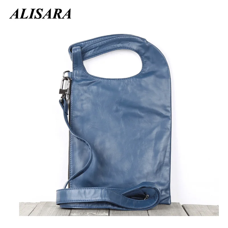 Alisara Multifunctional Messenger Bag First Layer Cow Leather Top End Handmade Men Clutch Totes Satchel Shoulder Crossbody Bags