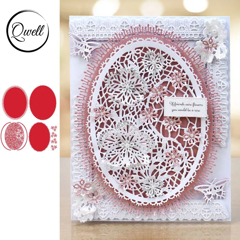 QWELL Овальный цветочный каркас металлические пресс-формы для скрапбукинга и изготовления карт бумага тиснение ремесло Новинка 2019 высечки