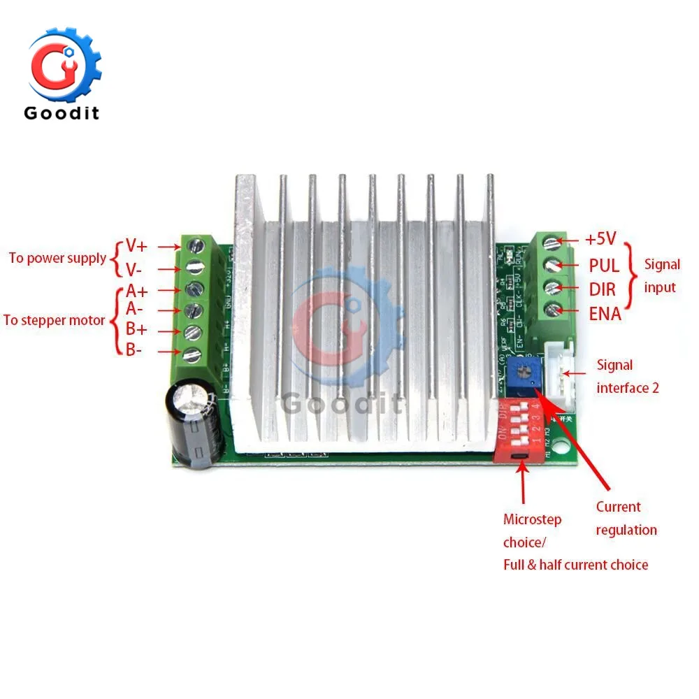 

TB6600 Stepper Motor Driver Controller DC 10V-45V 4.5A CNC Single-Axis Motor Driver Controller Board 6N137