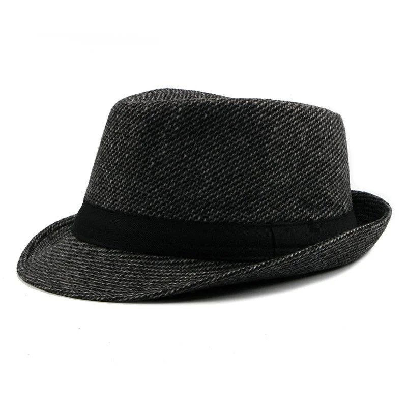 

Simple NEW British Style Jazz Caps Men Wide Brim Fedoras Hat For Male Autumn Winter Retro Bowler Hats Outdoor Woolen Dad Hat