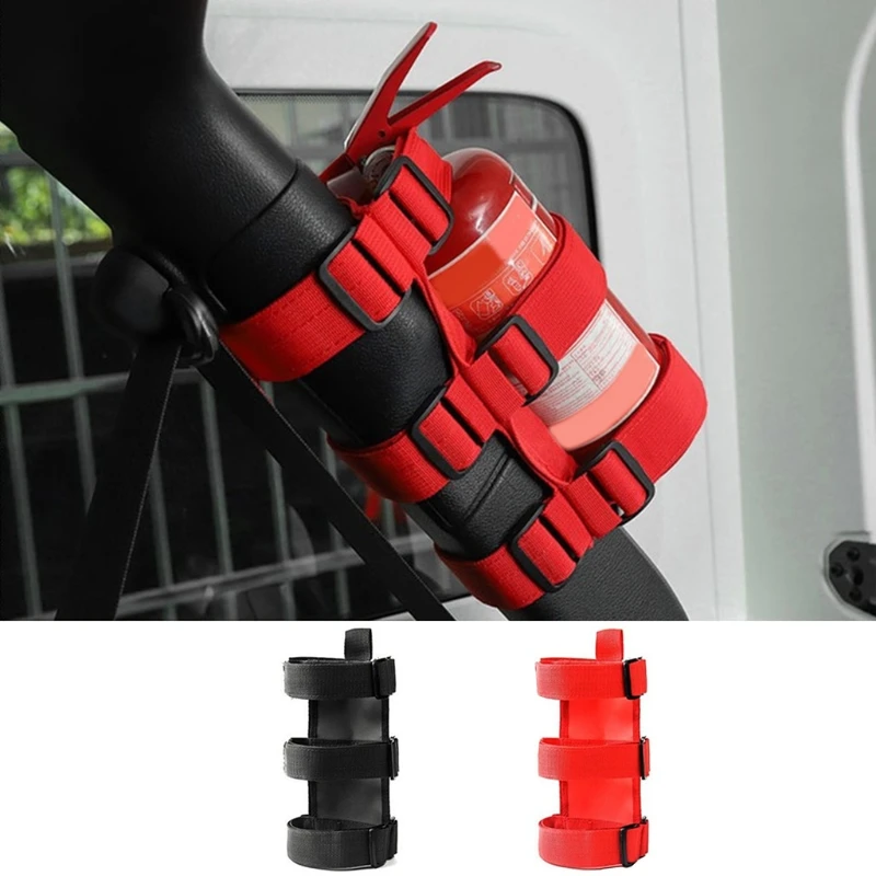 Car Roll Bar Fire Extinguisher Holder Car Accessories Fire Extinguisher Mount Strap for Wrangler TJ JK JL 97-18